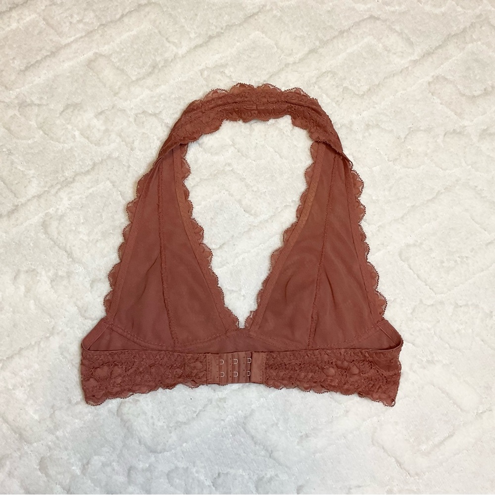 Intimately By Free People  Elegant Lace Halter Bralette in Tan - Picture 2 of 3